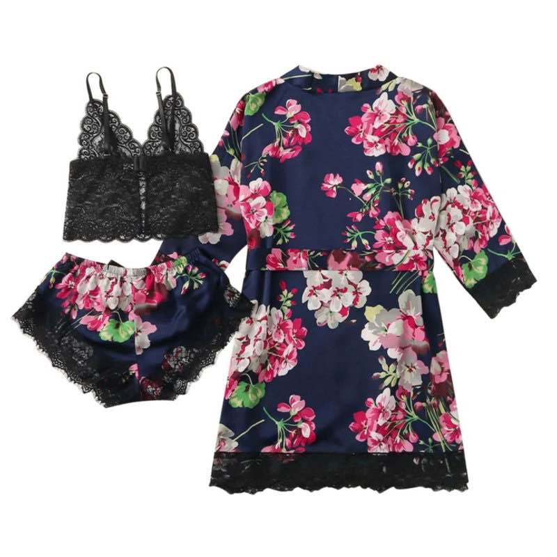 Silky Satin Sleepwear Set with Robe