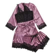 Load image into Gallery viewer, Silky Satin Sleepwear Set with Robe
